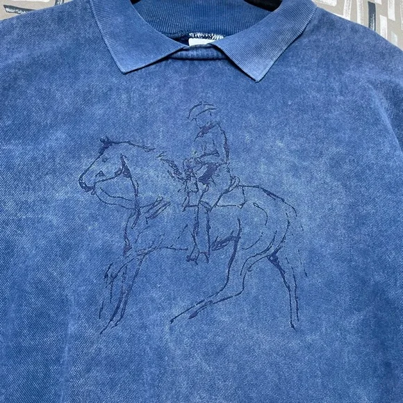 WEK Enterprises Classic Blue Polo Shirt with Horse Embroidery - Picture 2 of 7